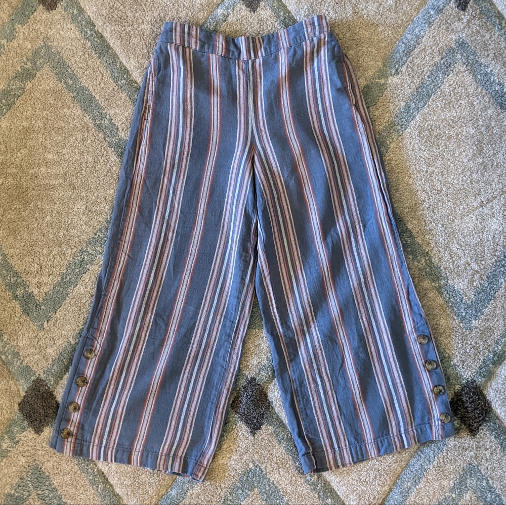 a.n.a Blue/Pink Striped Wide Leg Pants, Size XS